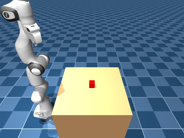 MuJoCo simulation of the Franka Emika Panda arm performing perception-guided pick and place